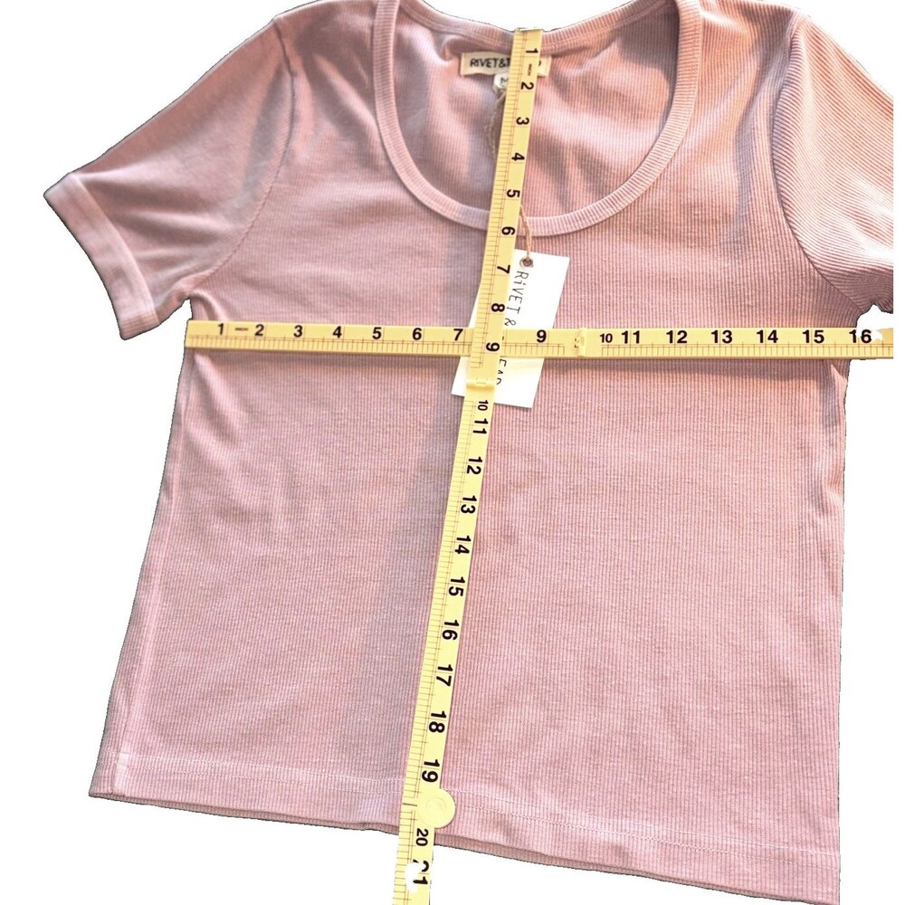 NWT Rose Knit T-Shirt Women M Stretch Scoop Neck Short Sleeve Soft Girl - Picture 5 of 6